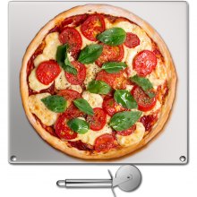 VEVOR Pizza de acero para hornear, piedra de pizza cuadrada de acero, placa de pizza de acero de 14 x 14 pulgadas, bandeja de pizza de acero de 0,4 pulgadas de grosor, acero de pizza de alto rendimiento para horno, superficie de horneado para cocinar y hornear
