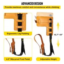 VEVOR Juego de Pinchos de Escalada en Árboles Espuelas de Acero Altura 40-48 cm