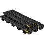 Sistema de drenaje de zanja VEVOR de plástico negro con etiquetas amarillas, apiladas en capas.