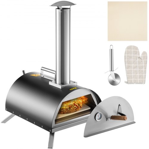 VEVOR Horno de pizza al aire libre de 12 pulgadas horno de leña con puerto de alimentación hornos de pizza para quemar pellets de madera hornos de