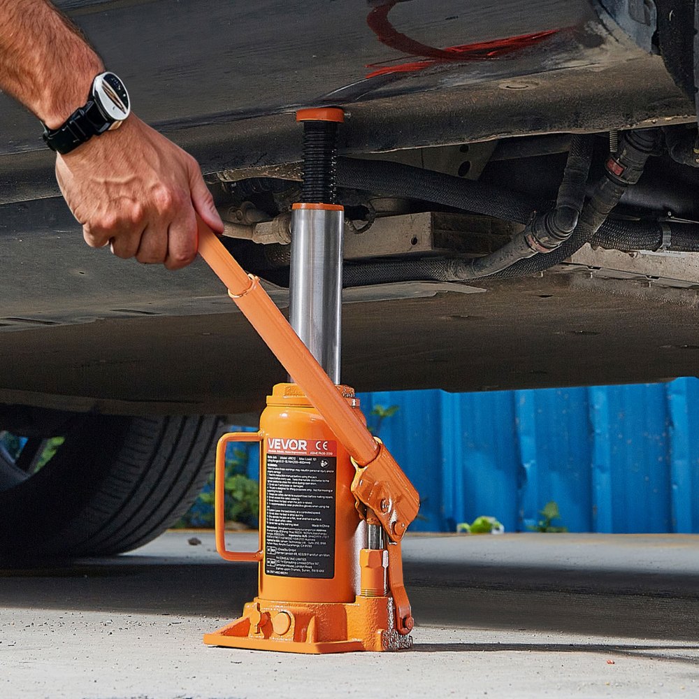VEVOR Hydraulic Bottle Jack, 12 Ton (26455.5 lbs) Capacity, 8.1-15.7 Inch Lifting Range, Heavy Duty Welded Bottle Jack for Car, SUV, Pickup, Auto Repair, House Lift and Agricultural Equipment, Orange