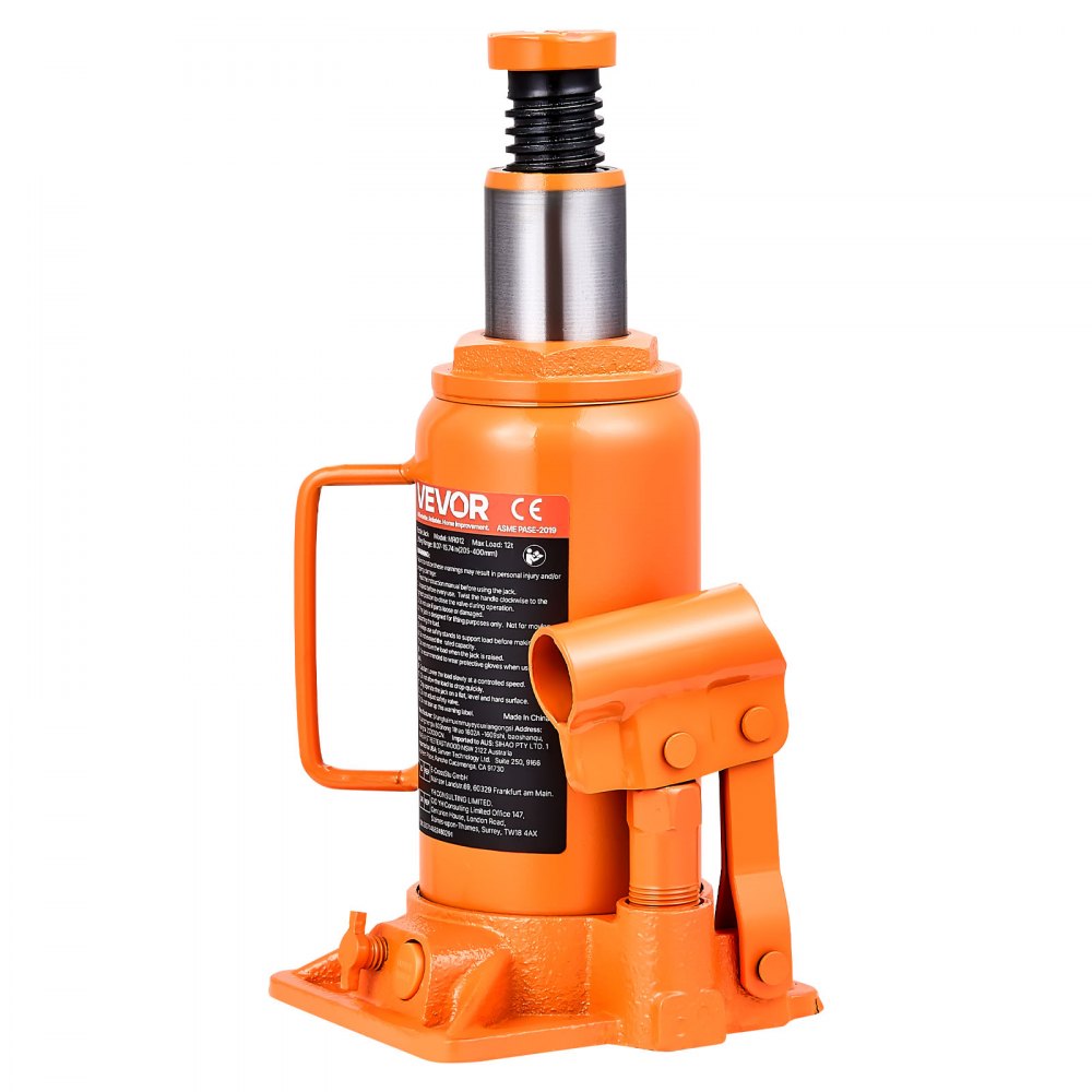 VEVOR Hydraulic Bottle Jack, 12 Ton (26455.5 lbs) Capacity, 8.1-15.7 Inch Lifting Range, Heavy Duty Welded Bottle Jack for Car, SUV, Pickup, Auto Repair, House Lift and Agricultural Equipment, Orange