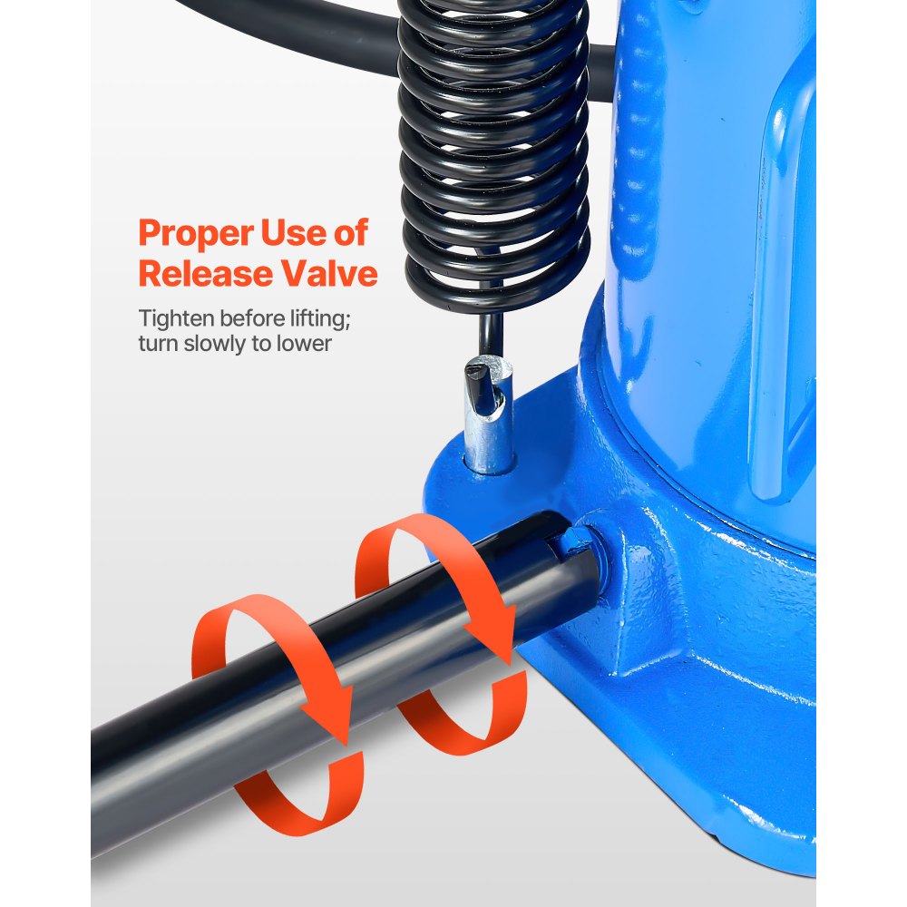 Gato hidráulico de botella VEVOR, capacidad de 32 toneladas (70 546,9 lb), rango de elevación de 10 a 16,3 pulgadas, neumático/manual, resistente, soldado, con bomba para automóviles, SUV, camionetas, vehículos recreativos y talleres de reparación de automóviles, color azul.