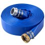 VEVOR Manguera Plana para Descarga de Agua, 5,08 cm x 30,48 m, de PVC, Resistente a la Intemperie y a las Roturas, con Conexiones de Pasador, para Filtro de Arena y Bomba de Sumidero de Piscinas, Azul