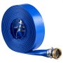 VEVOR Manguera Plana para Descarga de Agua, 5,08 cm x 30,48 m, de PVC, Resistente a la Intemperie y a las Roturas, con Conexiones de Pasador, para Filtro de Arena y Bomba de Sumidero de Piscinas, Azul