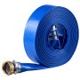 VEVOR Manguera Plana para Descarga de Agua, 5,08 cm x 30,48 m, de PVC, Resistente a la Intemperie y a las Roturas, con Conexiones de Pasador, para Filtro de Arena y Bomba de Sumidero de Piscinas, Azul