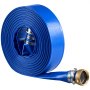 VEVOR Manguera Plana para Descarga de Agua, 5,08 cm x 30,48 m, de PVC, Resistente a la Intemperie y a las Roturas, con Conexiones de Pasador, para Filtro de Arena y Bomba de Sumidero de Piscinas, Azul