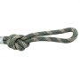 Cuerda verde con detalles en color canela atada con un nudo que forma un bucle. Cuerda de seguridad para soporte de árbol VEVOR.