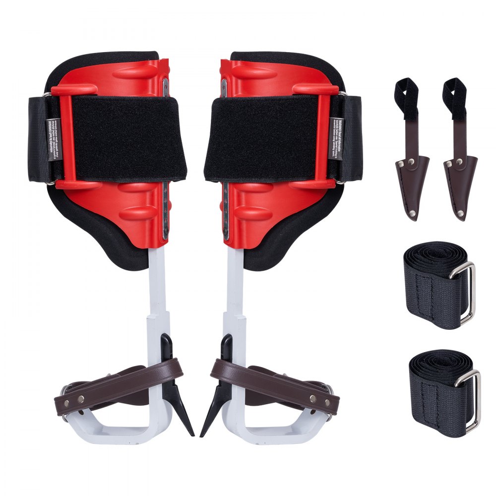 VEVOR - Espuelas de escalada de aluminio (1 par), capacidad de carga de 159 kg, con correas y protectores, equipo de arboricultura para trepar, cazar y recolectar fruta, color rojo