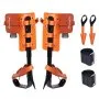 VEVOR - Espuelas para trepar árboles (1 par, acero aleado, capacidad de carga de 159 kg, incluye correas y protectores de espiga), equipo de arboricultura para trepar, cazar y recolectar fruta, color naranja