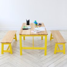 VEVOR Juego de mesa y banco para niños, juego de mesa y silla para niños pequeños de 3, mesa de actividades de madera para arte, manualidades, lectura y aprendizaje