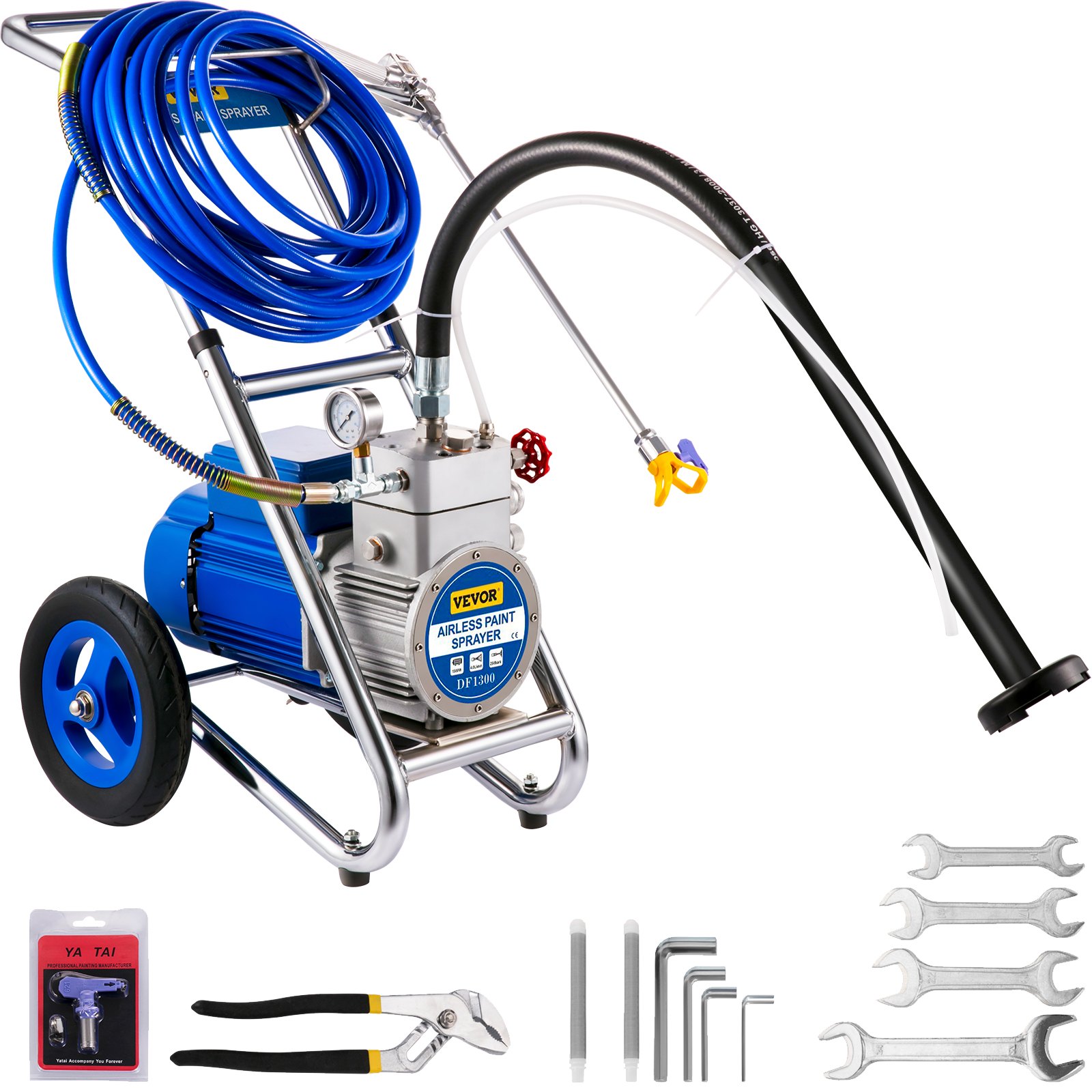 VEVOR Pulverizador de pintura sin aire Pistola para Pinta 1500 W carro de alta eficiencia rociador de pintura sin aire 1 Gpm 50 pies