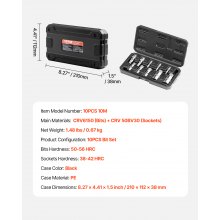 Juego de dados con punta estriada cuadrada triple XZN, 10 piezas, M4-M18, caja de almacenamiento de acero Cr-V