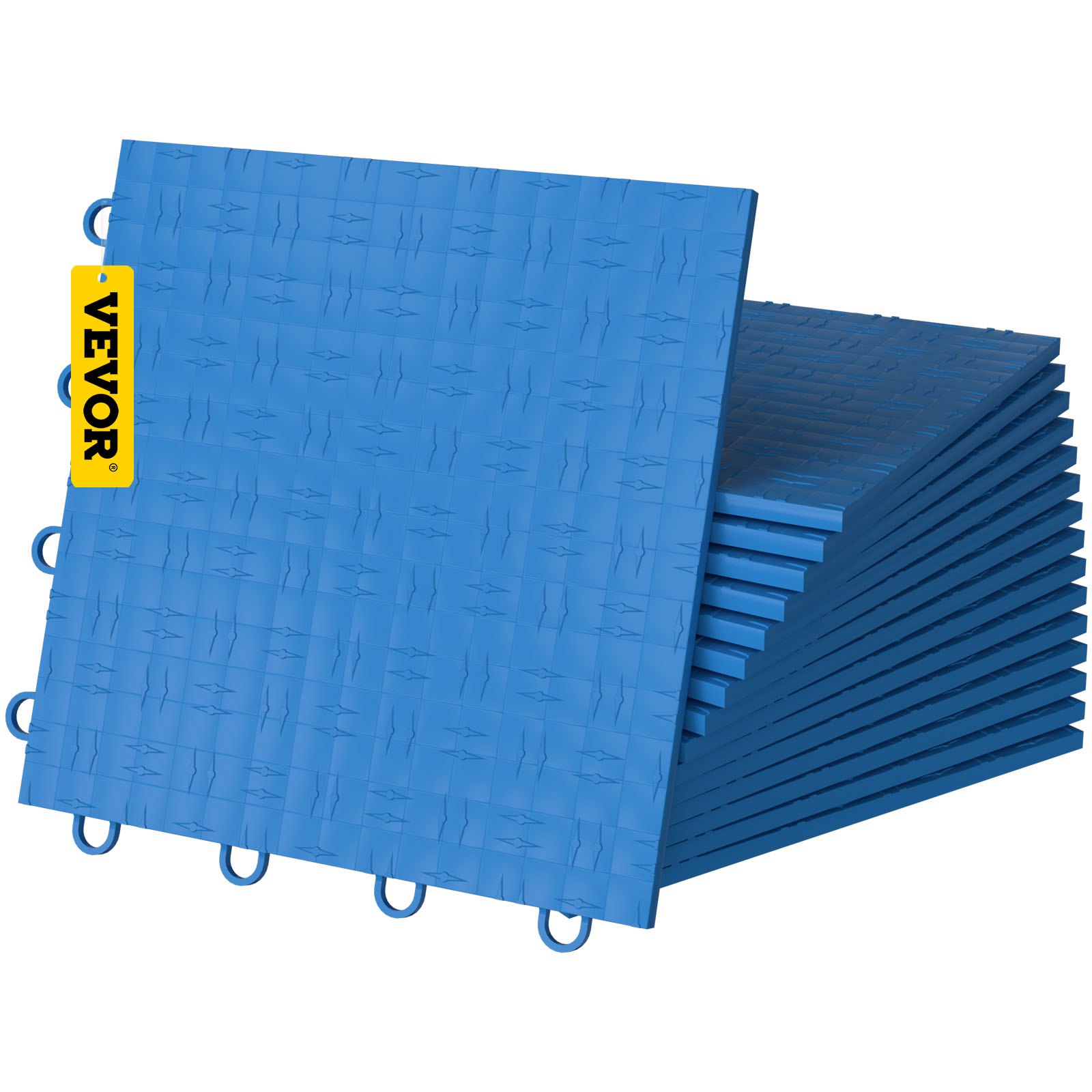 Azulejos de garaje VEVOR azules apilados con diseño entrelazado para pisos.