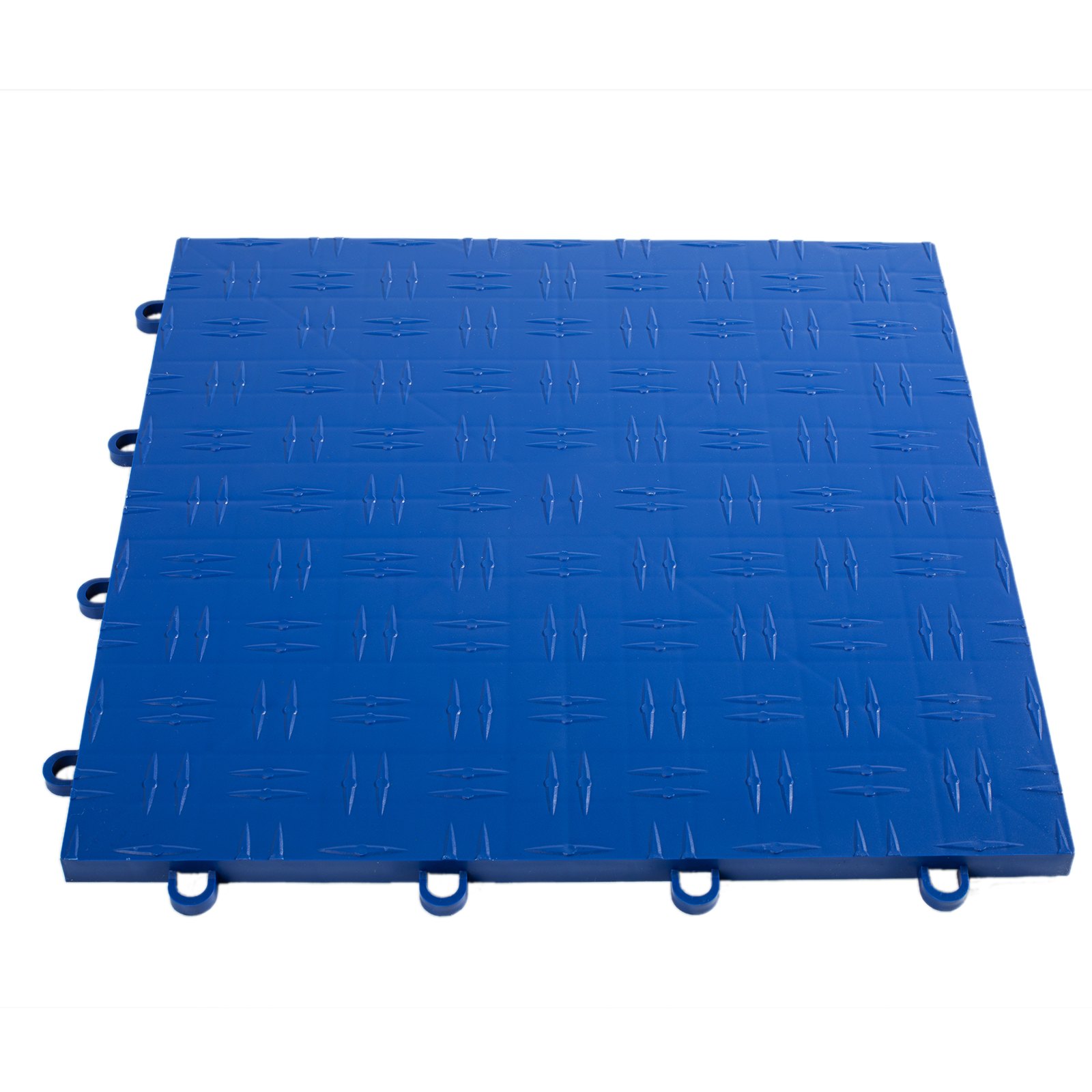 Azulejo de garaje entrelazado de color azul VEVOR con superficie texturizada y pestañas de conexión.
