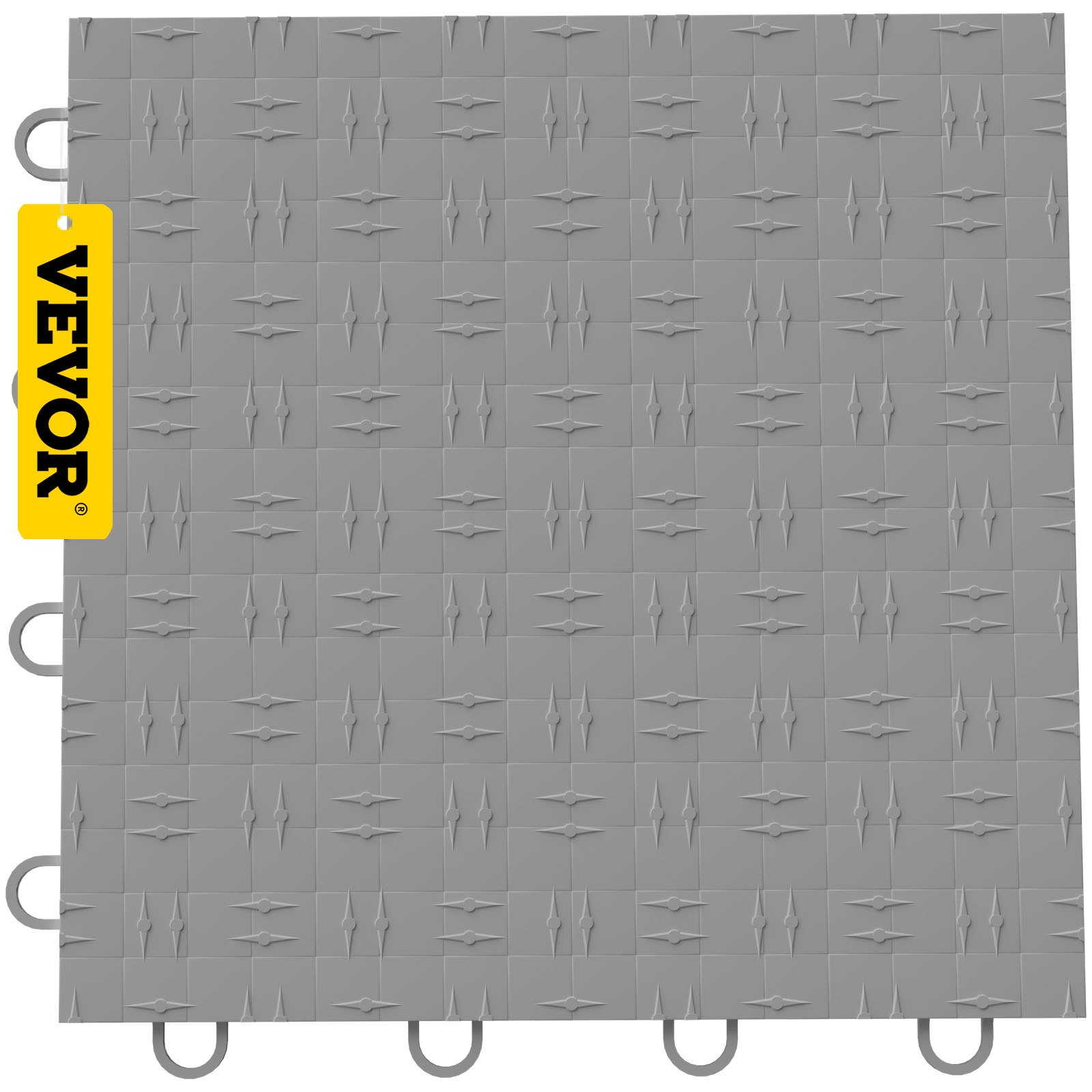 Azulejo de garaje VEVOR gris con bordes entrelazados y patrón de flechas texturizadas.