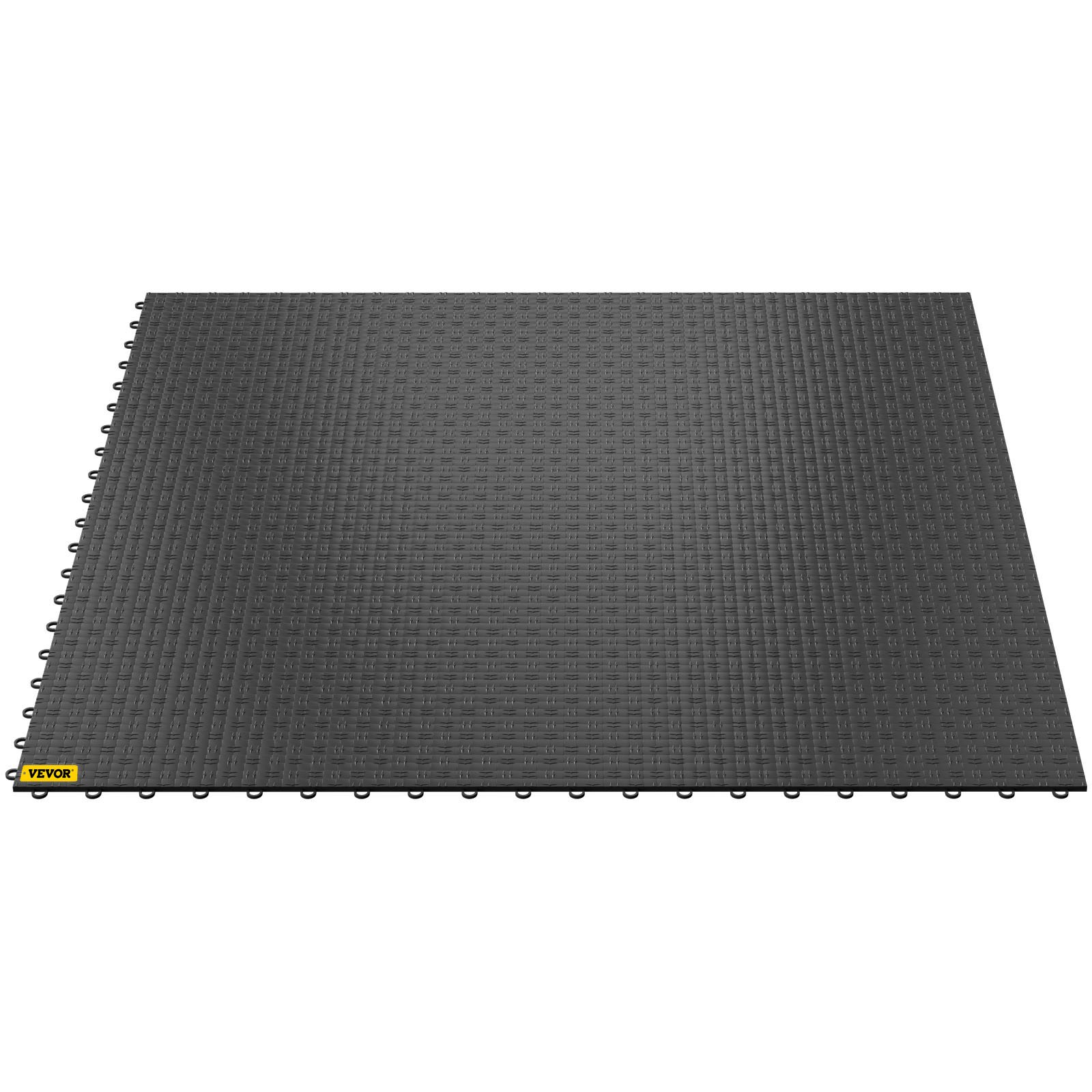 Azulejos de garaje VEVOR negros con patrón entrelazado rectangular.