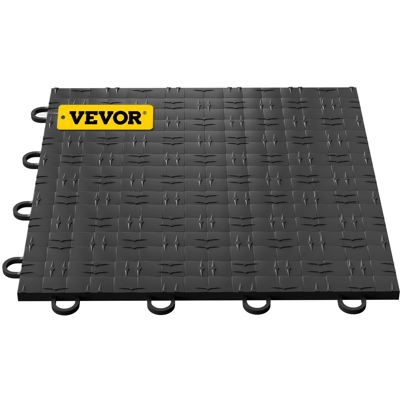 Azulejos de garaje VEVOR negros con diseño entrelazado y superficie texturizada.