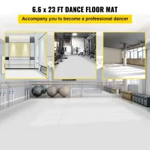 Pista de baile VEVOR, rollo de pista de baile de 6.6 x 23 pies, pista de baile de vinilo de PVC de 0.06 pulgadas de grosor, pista de baile portátil reversible en blanco y negro, suelo de baile antideslizante, pista de baile de ballet para jazz, pop, estilo lírico