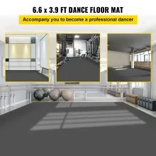 Pista de baile VEVOR, rollo de pista de baile de 6.6 x 3.9 pies, pista de baile de vinilo de PVC de 0.06 pulgadas de grosor, pista de baile portátil reversible negra/gris, suelo de baile antideslizante, pista de baile de ballet para jazz, pop, estilo lírico