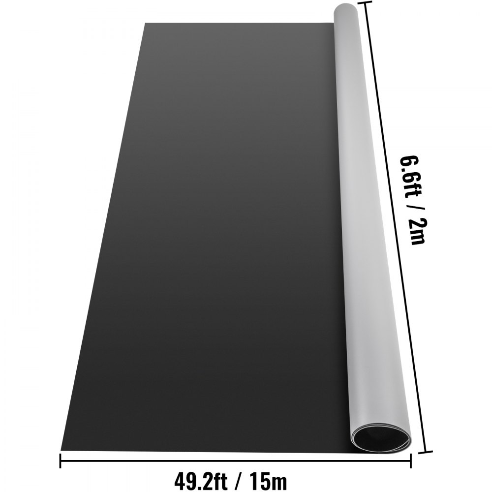 Pista de baile VEVOR negra desenrollada, dimensiones 49,2 pies x 6,6 pies.