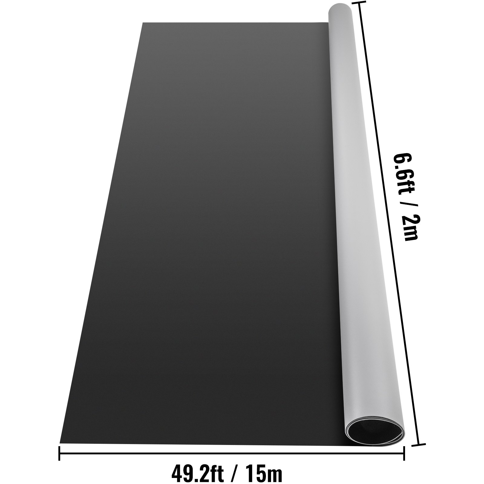 Pista de baile VEVOR negra desenrollada, dimensiones 49,2 pies x 6,6 pies.