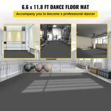 Pista de baile VEVOR, rollo de pista de baile de 6.6 x 11.8 pies, pista de baile de vinilo de PVC de 0.06 pulgadas de grosor, pista de baile portátil reversible negra/gris, suelo de baile antideslizante, pista de baile de ballet para jazz, pop, estilo lírico