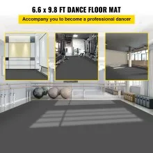 Pista de baile VEVOR, rollo de pista de baile de 6.6 x 9.8 pies, pista de baile de vinilo de PVC de 0.06 pulgadas de grosor, pista de baile portátil reversible negra/gris, suelo de baile antideslizante, pista de baile de ballet para jazz, pop, estilo lírico