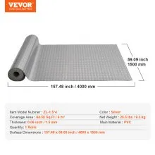 VEVOR - Alfombrilla para suelo de garaje, rollo para suelo de garaje, vinilo de PVC plateado antideslizante de 4,9 x 13 pies