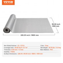 VEVOR - Alfombrilla para suelo de garaje, rollo para suelo de garaje, 4,9 x 19 pies, vinilo de PVC plateado antideslizante