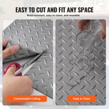 VEVOR - Alfombrilla para suelo de garaje, rollo para suelo de garaje, 4,9 x 19 pies, vinilo de PVC plateado antideslizante