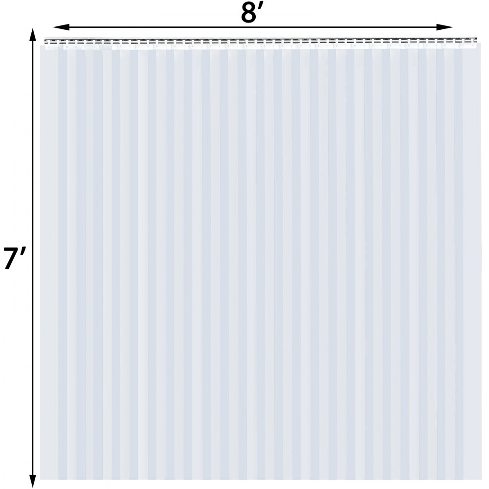 VEVOR - 24 cortinas de plástico para puerta de 8 x 7 pies (ancho x alto), 2 mm de grosor, tiras de vinilo para puerta, tiras de cortina para puerta con superposición de 5 cm, para puertas de congelador, puertas de almacén