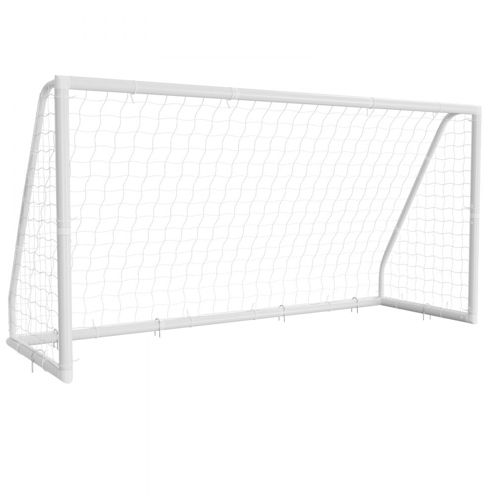 VEVOR Portería de Fútbol 3,65 x 1,82 m, Tubos de PVC, con Red de PE, Resistente a la Intemperie, Portátil, con Objetivo y Conos, para Entrenamiento en Jardín, Exterior, para Niños y Adultos, Blanco
