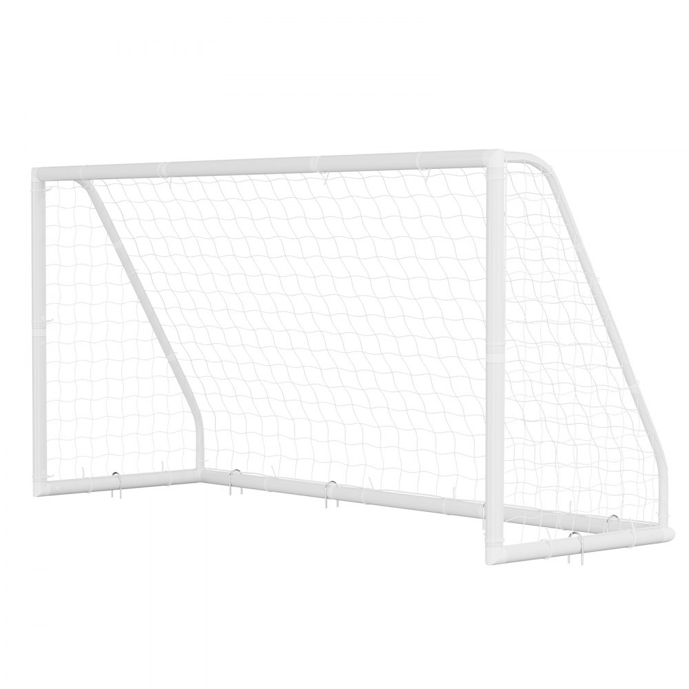 VEVOR Portería de Fútbol 3,65 x 1,82 m, Tubos de PVC, con Red de PE, Resistente a la Intemperie, Portátil, con Objetivo y Conos, para Entrenamiento en Jardín, Exterior, para Niños y Adultos, Blanco