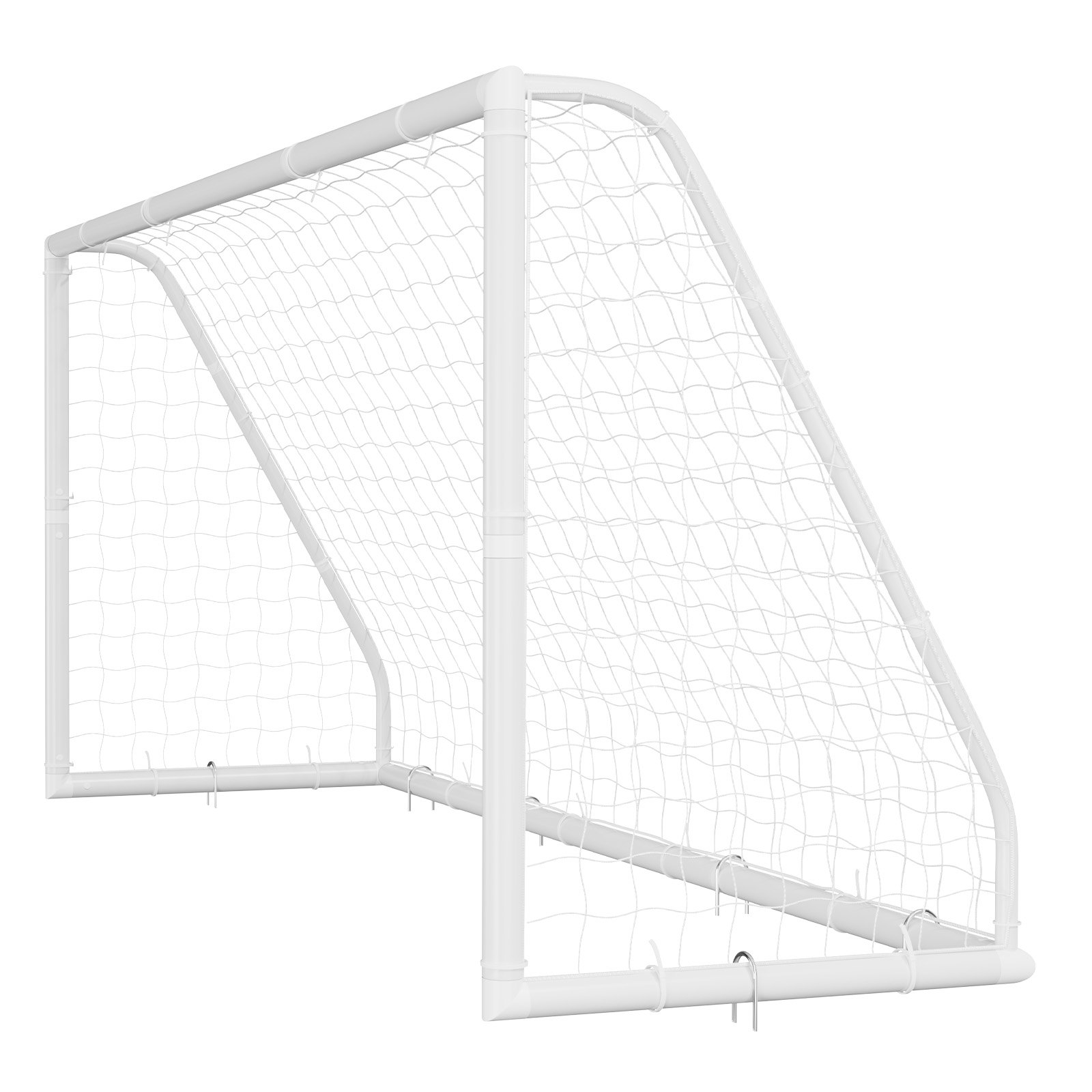 VEVOR Portería de Fútbol 3,65 x 1,82 m, Tubos de PVC, con Red de PE, Resistente a la Intemperie, Portátil, con Objetivo y Conos, para Entrenamiento en Jardín, Exterior, para Niños y Adultos, Blanco