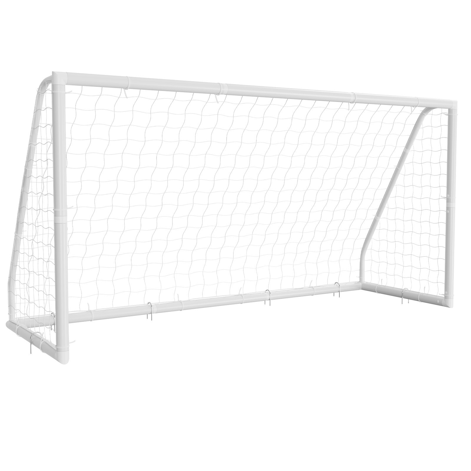 VEVOR Portería de Fútbol 3,65 x 1,82 m, Tubos de PVC, con Red de PE, Resistente a la Intemperie, Portátil, con Objetivo y Conos, para Entrenamiento en Jardín, Exterior, para Niños y Adultos, Blanco