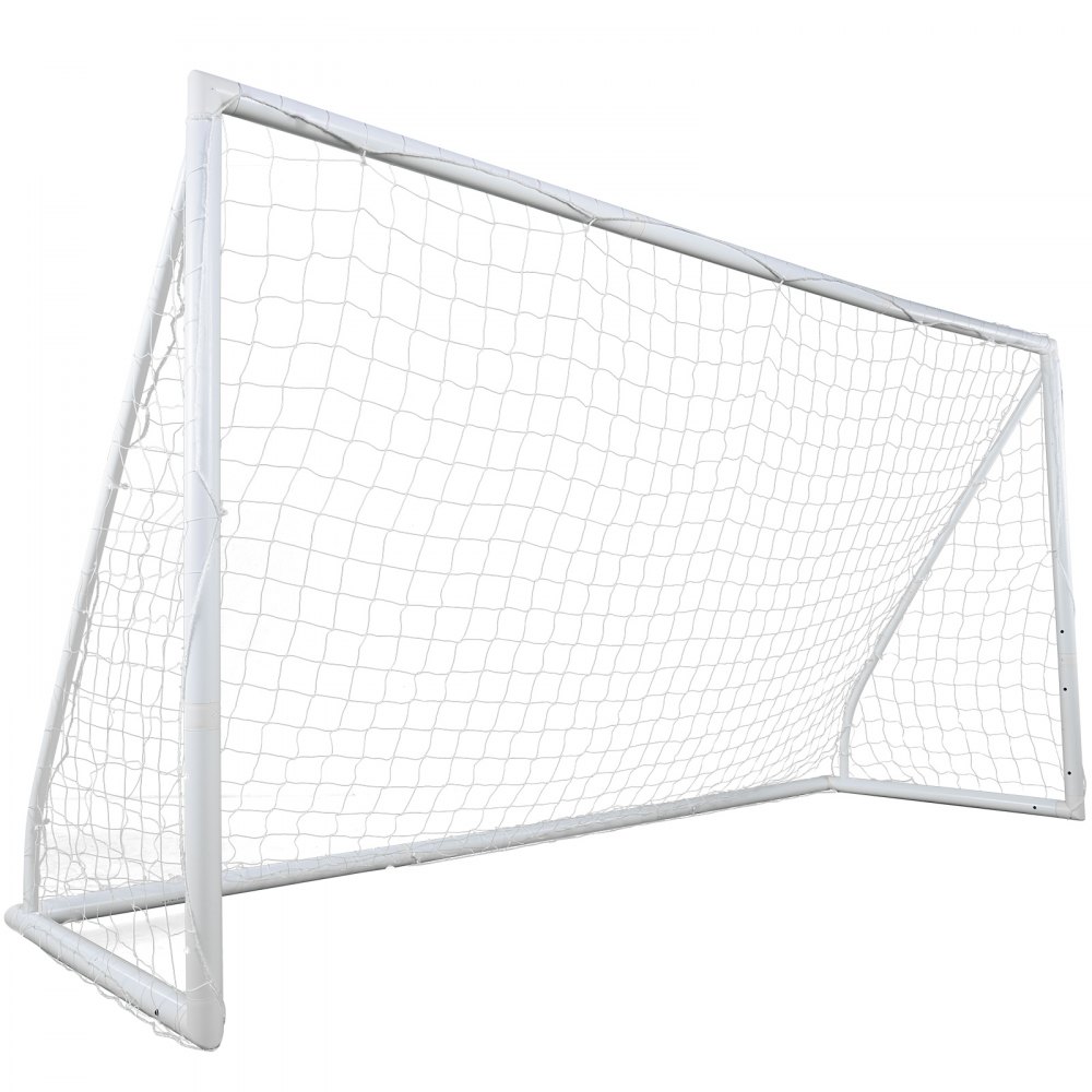 Portería de fútbol portátil VEVOR con marco y red blancos duraderos, perfecta para entrenar en el patio.