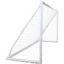 Portería de fútbol portátil VEVOR con marco y red blancos resistentes, ideal para jugar en el patio o en el campo.