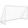 Portería de fútbol portátil VEVOR con marco y red blancos, ideal para patios y sesiones de práctica.