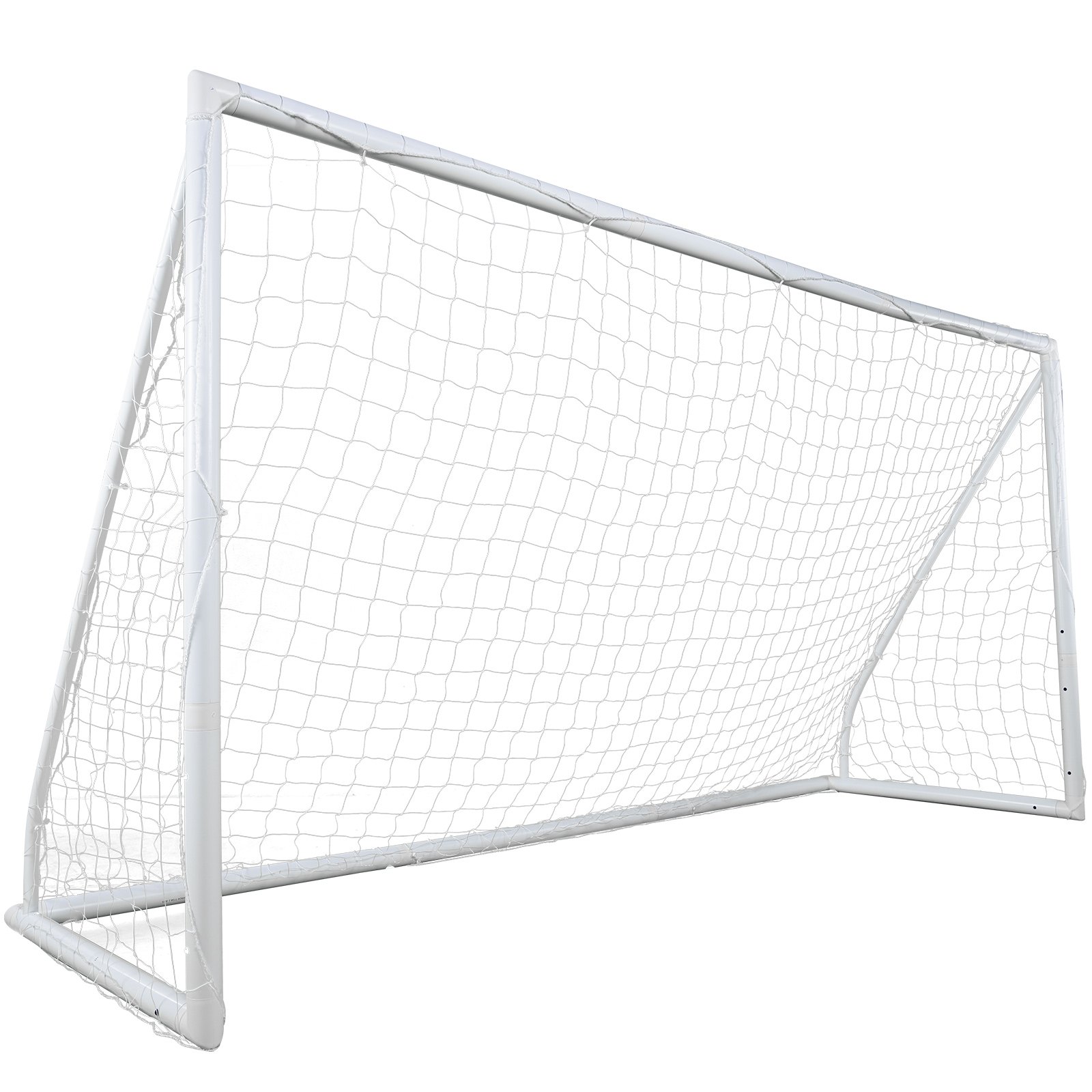 Portería de fútbol portátil VEVOR con marco y red blancos duraderos, perfecta para entrenar en el patio.