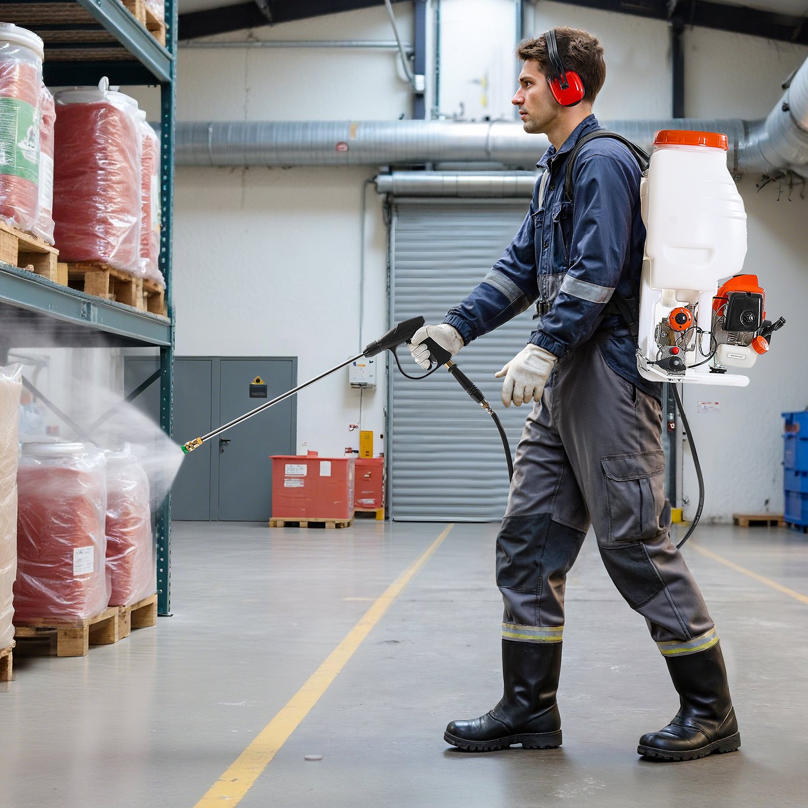 Pulverizador de mochila a gasolina VEVOR, motor de 26,5 cc y 0,9 HP, pulverizador de jardín con tanque de 19 litros, cobertura de áreas extensas, pulverizador de césped con varilla y boquillas de 61 cm para una jardinería y agricultura eficientes.