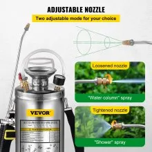 Pulverizador de acero inoxidable VEVOR de 1,5 galones, juego con varita y mango de 16 pulgadas y manguera reforzada de 3,3 pies, pulverizador de bomba manual con manómetro y válvula de seguridad, boquilla ajustable adecuada para jardinería y desinfección