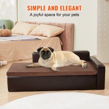 VEVOR Sofá para mascotas, sofá para perros y gatos de gran tamaño, sofá cama de cuero suave para perros, sofá para gatos de carga de 110 libras, negro