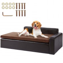 VEVOR Sofá para mascotas, sofá para perros y gatos de gran tamaño, sofá cama de cuero suave para perros, sofá para gatos de carga de 110 libras, negro