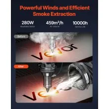 Extractor de humos de soldadura 459 m³/h Motor sin escobillas de 280 W Filtros de 4 etapas y 10 velocidades