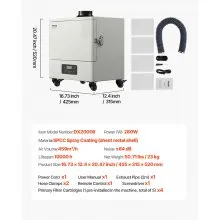 Extractor de humos de soldadura 459 m³/h Motor sin escobillas de 280 W Filtros de 4 etapas y 10 velocidades