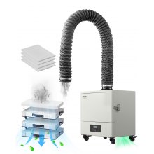 Extractor de humos de soldadura 459 m³/h Motor sin escobillas de 280 W Filtros de 4 etapas y 10 velocidades