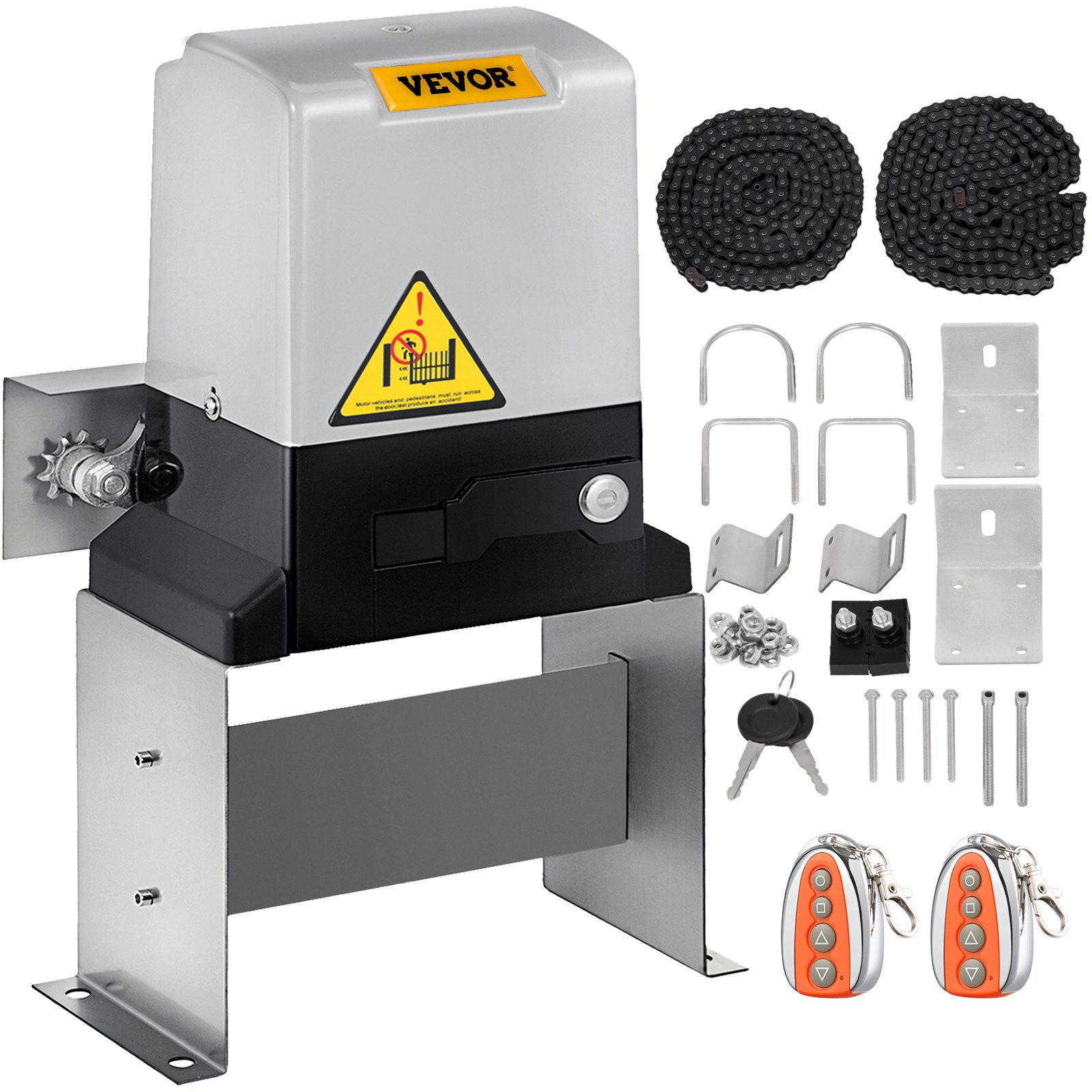 VEVOR - Abridor automático de portones corredizos de 620 kg con 2 controles remotos, kit de herrajes para seguridad, velocidad de movimiento de 13 m/min, motor eléctrico para portón corredizo de entrada