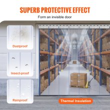 Cortina de tiras VEVOR, 84" de alto x 42" de ancho, 0,08" de grosor, 7 piezas de cortina de tiras de PVC transparente para puertas de congelador, refrigeradores y puertas de almacén, con 50 % de superposición