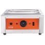 Templadora de chocolate VEVOR de acero inoxidable con bandejas dobles y panel de control naranja.